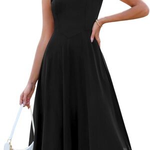 Women’s Black Sleeveless Flowy Midi Dress Size M